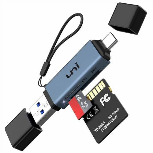 uni Lector de Tarjetas SD, USB 3.0 USB C 2EN1 Adaptador Tarjetas Micro SD Soporta SD Micro SD SDHC SDXC MMC Compatible con iPhone 15 Pro MacBook Pro Air iPad Pro Galaxy S23 XPS -Azul Medianoche