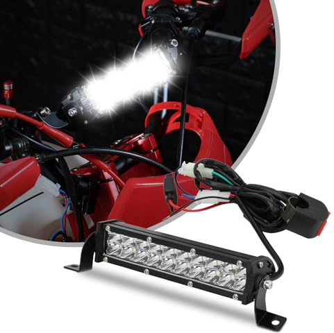 Dirt Bike Light Bar, Dual Row 7 Inch for Dirt Pit Bike Enduro ATV E-Bike | 10-30V LED Light, Flood Spot Combo Beam, Wiring Harness Kit Included, For Dirt Pit Bike Enduro ATV E-Bike Sur Ron Motocross