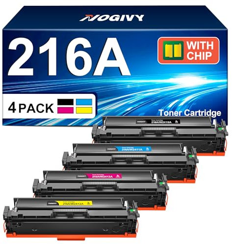 NOGIVY 216A W2410A Toner Mit Chip Kompatibel für HP 216A Toner Set für Color Laserjet Pro MFP M183fw M182n M182nw M155a M155nw W2410A W2411A W2412A W2413A (Schwarz Cyan Yellow Magenta, 4-Pack)