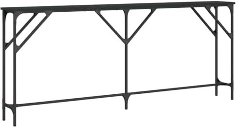 vidaXL Table Console, Bout de Canapé avec Pieds Réglables, Table d'Appoint, Meuble d'Entrée Salon, Industriel, Noir Bois d'Ingénierie
