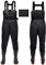 IEEILULU Waders Pesca da Uomo, Waders da Uomo con Stivali da Pesca 40-47, Waders Trampolieri da Pesca Nylon Pantaloni Impermeabili Antiscivolo Regalo per Amanti Pesca Sportiva (Nero, 42)