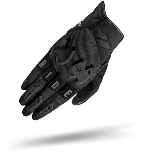 SHIMA DRIFT GLV Motorrad Handschuhe Damen Leder Kurze Sommer Motorradhandschuhe Schutz Touchscreen Stadt Lederhandschuhe Motorcycle Belüftet Verstärkt Perforiertes Leicht (Frauen, Schwarz, S)