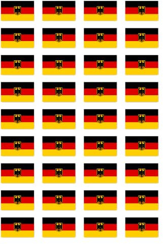 Aufkleber: 25x15 mm, 36 Stück - Flagge - Deutschland - mit Hoheitsabzeichen/mit Adler - DE - für Auto, Koffer, Laptop und mehr