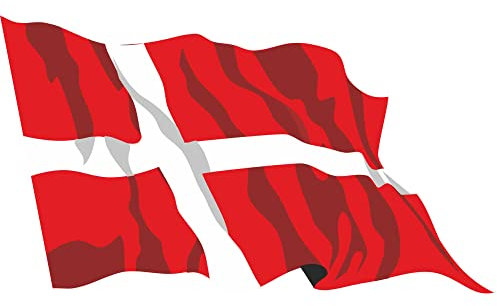 Indigos UG Auto Aufkleber Dänemark 30 cm - wehend - Autoaufkleber Fahne - Sticker Flagge - Heckscheibe, Spoiler, Tuning - UV-beständig und selbstklebend