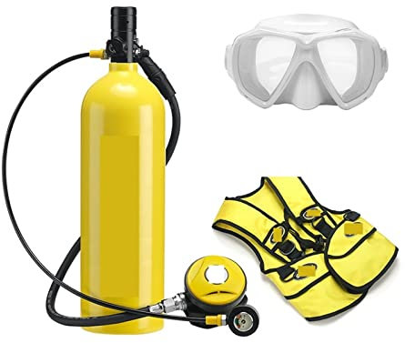 Mini bouteille de plongée 2L Plongée Respirateur Équipement De Plongée Bouteille En Aluminium Bouteille De Gaz Adulte Natation Plongée En Apnée Tuba Manomètre Résiduel pour la pêche, la plongée en apn