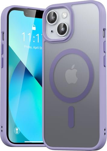 Natiiozie Magnetica Cover per iPhone 13/iPhone 14 Compatibile con MagSafe Custodia Traslucida Opaca Posteriore, Antiurto Anti-impronta Resistente ai Graffi Protettiva Case viola chiaro