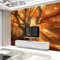 Murale Photo Papier Peint 250 x 175 cm Intissé Tableaux Poster Mural Tapisserie Automne Forêt Sunshine Vieil Arbre Papier Peint Panoramique Orange Jaune Salon Maison Décorative Tenture Appartement