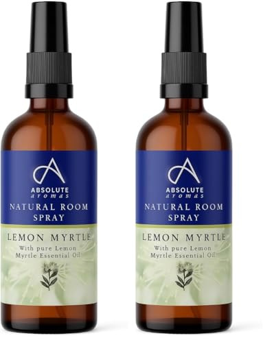 Absolute Aromas Natural Lemon Myrtle Room Spray 30ml with 100% Pure Lemon Myrtle Essential Oil (Pack of 2)
