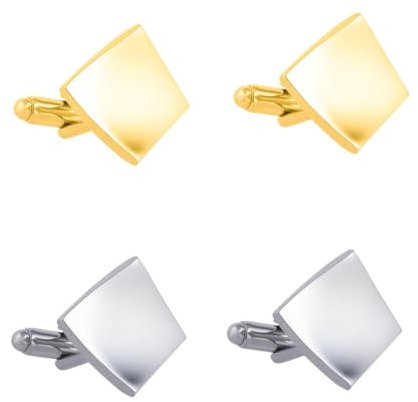 Manschettenknöpfe 2 Paar Manschettenknöpfe Aus Diamant Silber Glänzend Glatt Metall Manschettenknöpfe Herren Französisches Hemd Manschettenknöpfe