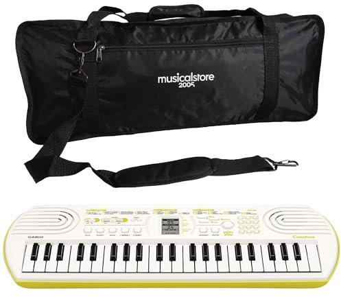 Kit Tastiera SA80, Borsa a Tracolla Compatibile, Mini Tastiera 44 Tasti Polifonica 8 Voci, Bianco/Verde - Perfetto per Bambini e Studenti