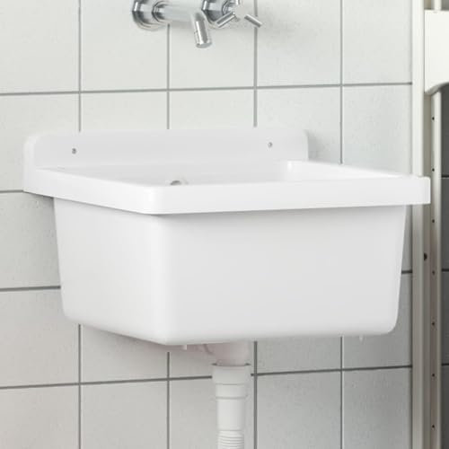 Tidyard Ausgussbecken Wandmontage Weiß 40x40x24 cm Harz