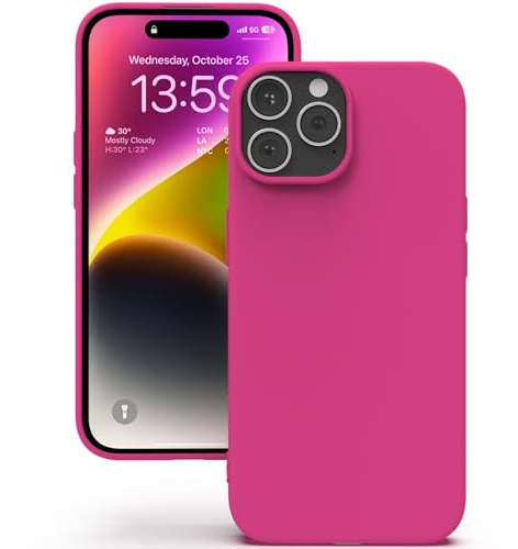 YATWIN Cover per iPhone 14 Pro, Custodia in Silicone Morbido con Tagli di Precisione per Fotocamera, Design Ultra Sottile, Protezione 360° con Bordi Rialzati, ‌Magenta‌
