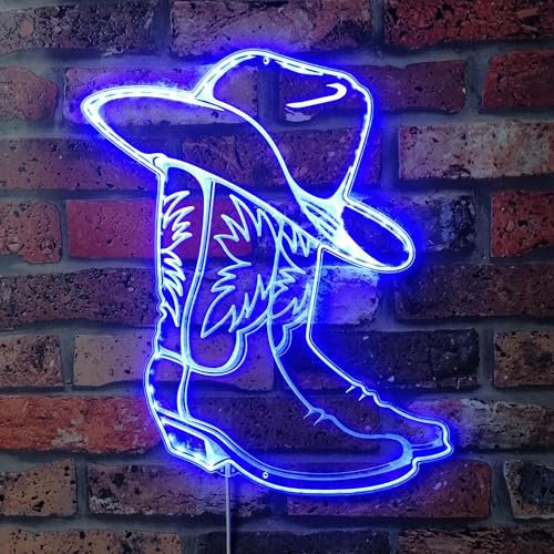 ADVPRO Cowboy Boots Western Hat RGB Dynamic Glam LED Sign - Cut-to-Edge Shape - Smart 3D Wall Decoration - Multicolor Dynamic Signage st06s66-fnd-i0297-c