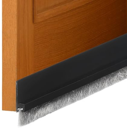 sourcing map Lot de 3 balayages de porte pour bas de porte, 3 x 101,6 cm, avec brosse et bande adhésive pour portes extérieures et intérieures, bloquant la poussière, le froid, la chaleur, le bruit