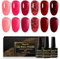 Shining She UV Nagellack Rot, 6 Farben Transparent Jelly Burgunderrot Kirsche Hellrot Glitzer Rot Gel Nagellack Set Soak-Off UV Lack für Anfänger Maniküre Salon zu Hause,8ml