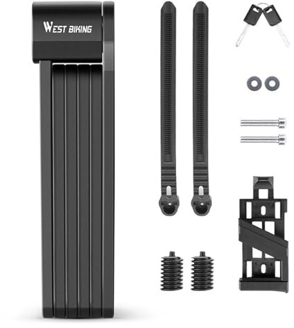 Aomiun Folding Bike Chain Lock, Heavy Duty Alloy Steel Bicycle Security Lock High Security with Mounting Bracket 3 Keys Unfolds to 87cm