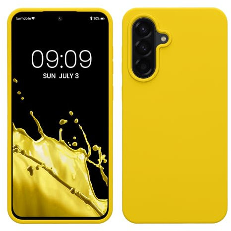 kwmobile Hülle kompatibel mit Samsung Galaxy A56 5G Hülle - Silikon Handy Case - Handyhülle weiche Oberfläche - kabelloses Laden - Strahlend Gelb
