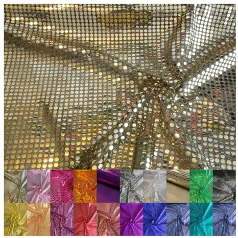 Fabrics-City gold/schwarz stretch mesh Stoff Meterware Pailletten 6mm Karneval Fasching Glitzerstoff Paillettenstoff Faschingsstoff Wende-Pailletten für Kostüme Bühnenauftritte Tanzmode nähen, 2433