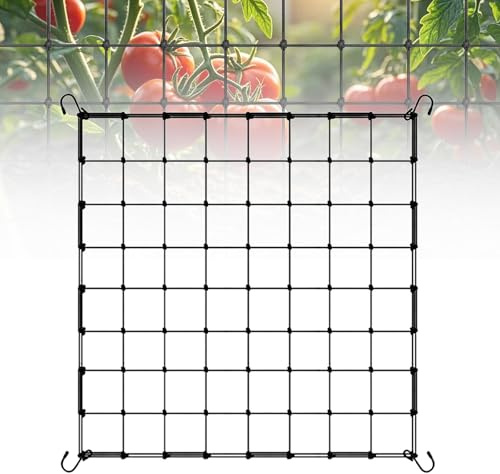 LUMOOM Scrog Netz Wachsen Zelt Netz, pflanzennetz, Nylon Netz für Garten Obstgarten, Elastische Spalier Netz mit 4 Haken, Ranknetz für Pflanzenfür Gemüse Früchte Blumen (80 x 80cm)
