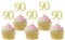 Sotpot 30PCS Gold Glitter 90th Birthday Cupcake Toppers Cheers to 90 Years Cupcake Picks for 90th Birthday Anniversary Party Decorations