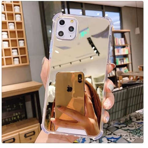 Makeup Mirror TPU Phone Case for iPhone XS MAX XR 15 14 iPhone 7 8 plus 13 12 11Pro MAX Shockproof Protective Case,Gold,for iphone 14pro max