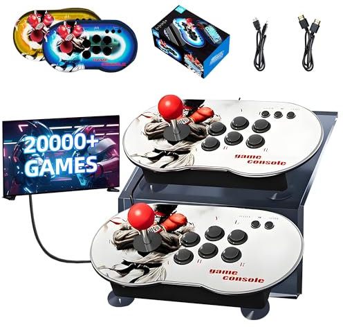 MT6 Console di gioco retrò Console di gioco portatile 20000+ giochi,con 2 torrette Joystick Gamepad & Colore luce LED,4 giocatori Bttle,4K HD Console Retrò per PC/TV/Proiettore,Plug and Play (128G)