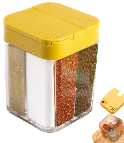 UQMIQURA 4-in-1 Gewürzstreuer, Camping Gewürzstreuer, Camping Küche Gewürzgläser, Haushaltsgewürze, Campingzubehör Gewürzboxen Aufbewahrungsboxen für Küche Kochen BBQ
