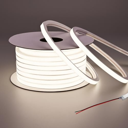 BENLUN 24V Neon LED Streifen Aussenbereich Wasserdicht 15m 10W/m | 4000K Naturweiß LED Strip Outdoor Spannungsfallfrei für Beleuchtung Deko Decke Terrasse hof Garten (Produkt ohne Netzteil)