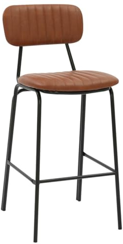 Belluno Brown Kitchen Bar Stool with Faux Leather Seat & Fixed Metal Legs
