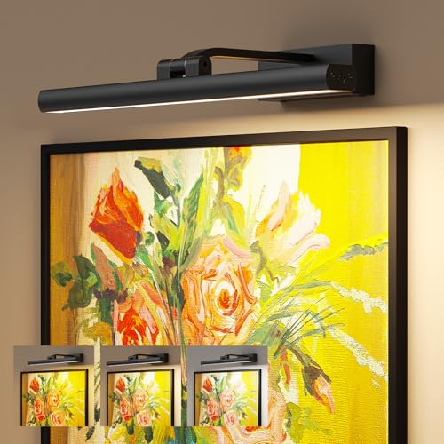 Eclipterra Wireless Picture Lights for Wall, Battery Operated Wall Light for Painting Rechargeable CCT Rotatable 16in Art Gallery Light with Remote Dimmable Timer for Artwork Frame Display Dartboard