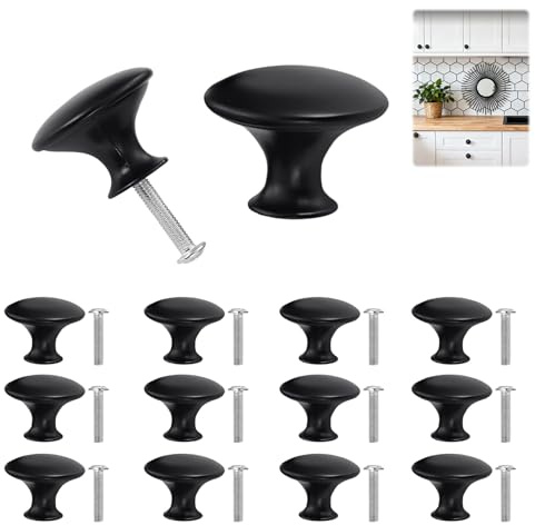 12 Noir Design Moderne Boutons De Portes Pour Placards Avec Vis Assorties