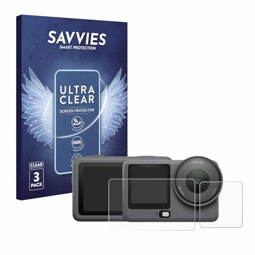 Savvies Schutzfolie für DJI Osmo Action 6 | 6 Stück Transparenter Displayschutz Made in Germany Ultra-Klar Displayschutz-Folie