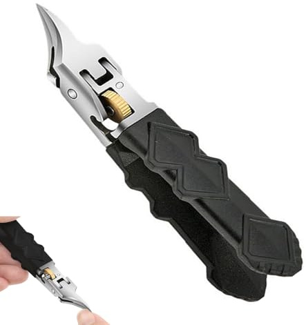 Black Anti-Slip Grip Gear Lock Nail Clipper Set with Ultra-Sharp Tips for Precise Access to Nail Grooves Toenail Clippers for Thick Toenails for Men Seniors Curved Sharp Blades (Nail Clipper Only)