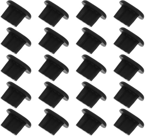 HEATSHAKING 50 Pieces Black Silicone Charging Port Plugs and Anti-dust Stoppers for Mobile Phones and Tablets, Universal Dustproof Covers for Phone and Tablet Maintenance