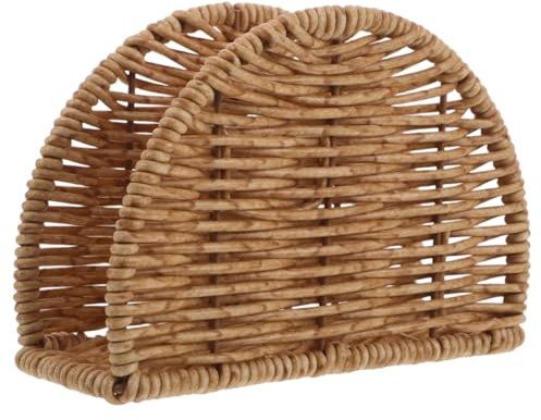 POPETPOP Porte-serviettes en Plastique Imitation Rotin, Support de Papier Toilette sur Pied, Couleur Fleur de Poivre, Design Tissé, Décoration de Table de Salle à Manger de Style