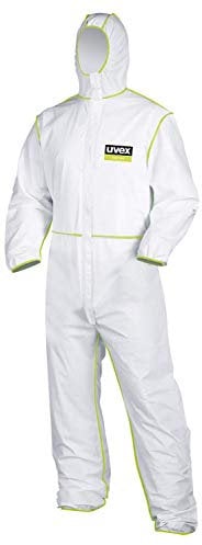 Uvex 5/6 Classic Chemikalien-Schutzanzug - Weiß-Grüner Einweg-Overall - Partikeldicht XL