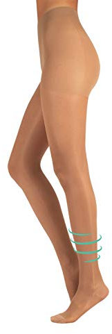 CALZITALY Medizinische Feine Stützstrumpfhose abgestufter Kompression 10-14 mm/Hg | Schwarz, Hautfarbe | S, M, L, XL, XXL | 70 DEN | Made in Italy (L, Beige)