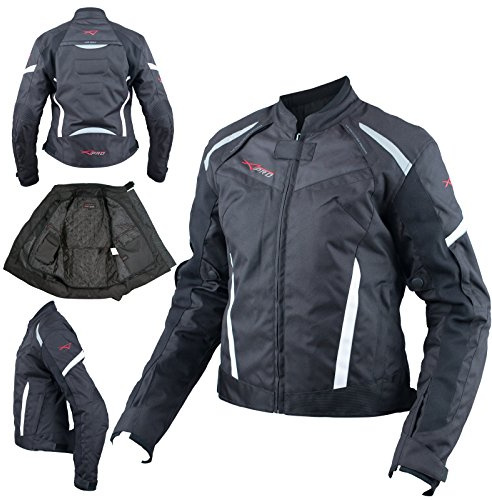Textil Motorrad Damenjacke Wasserdichte Reflexstreifen Reise Schwarz S