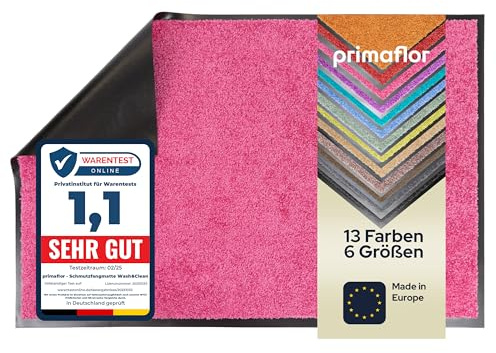 Primaflor Schmutzfangmatte CLEAN – Pink, 90x120 cm | Saugstarke, Schwer entflammbare Fußmatte | Rutschfester Türvorleger für Innen | Türmatte für Eingangsbereich | Sauberlaufmatte mit Gummirand