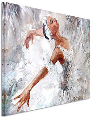 Paul Sinus Art XXL Fotoleinwand 120x80cm Ölgemälde – Ballerina auf Leinwand exklusives Wandbild moderne Fotografie für ihre Wand in vielen Größen