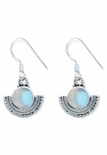 Edelstein Ohrhänger 925 Silber Damen | echtes Silber, verschiedene echte Steine zur Auswahl, handarbeit aus Indien, im Geschenkbeutel