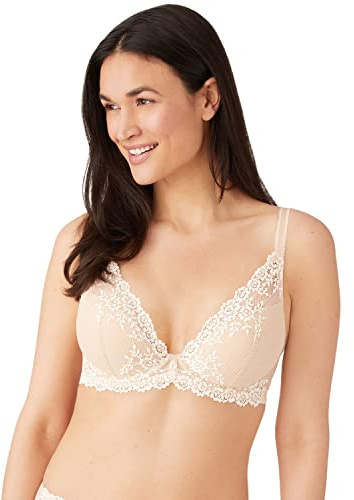 Wacoal Women's Embrace Lace Plunge Convertible Contour Bra, Naturalnude/Iv, 36C