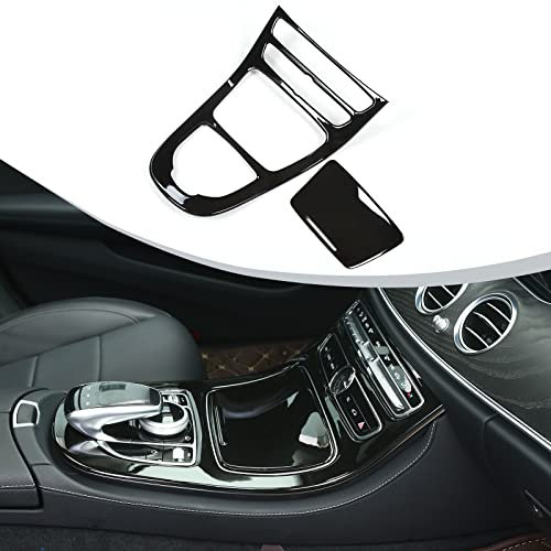 Copertura adesiva per pannello del cambio della console centrale dell'auto, in plastica ABS, per guida sinistra e destra (nero lucido)