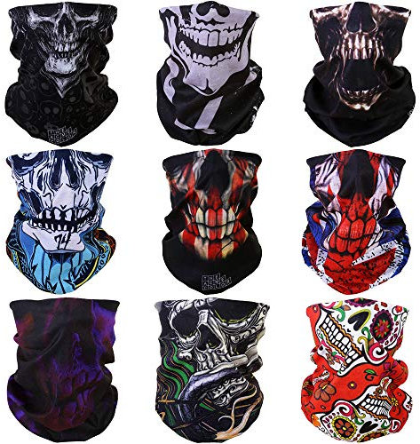 ACBungji 9 Stücke Multifunktionstuch Gesichtsmaske Motorradmaske Sturmmaske Maskewboard Paintball Fahrrad Bergsteigen Trekking Skateboarden Angeln