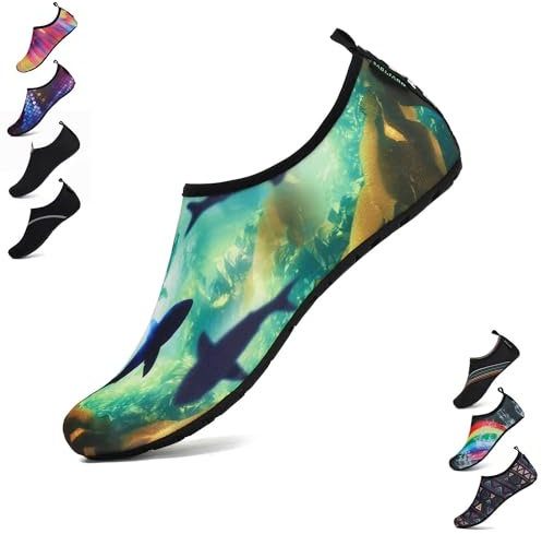 SAGUARO Damen Herren Badeschuhe Wasserschuhe Schwimmschuhe Männer Frauen Barfußschuhe für Strand,Pool,Meer,Wassersport,Surfen,Aqua Cycling,Segeln,Bootfahren,Windsurfen(Mehrfarbig,40/41 EU)
