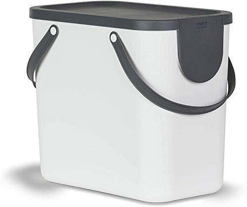 Rotho Albula Mülltrennungssystem 25l für die Küche, Kunststoff (PP) BPA-frei, weiss/anthrazit, 25l (40.0 x 23.5 x 34.0 cm)