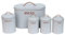 5PC Round Kitchen Storage Set: Bread Bin, Biscuit Tin and Tea, Coffee & Sugar Canister Set - Light Matt Grey - Vintage Classic Inspired Metal Storage Set.