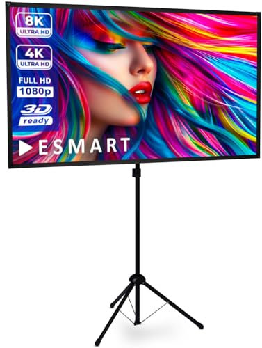 ESMART Expert X-Type - Schermo treppiede ultraleggero 133 x 75 cm (60) 16:9 | Proiettore Home Theater LCD LED | Configurazione rapida | Treppiede preassemblato | Borsa per il trasporto