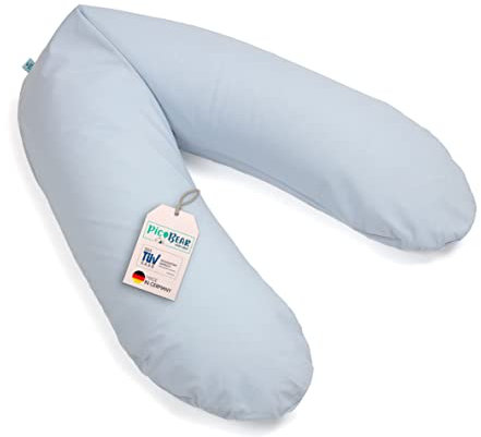 pic Bear Classic 190cm Stillkissen - hochwertiges Schwangerschaftskissen - anschmiegsames Lagerungskissen aus Baumwolle - schadstofffreies Seitenschläferkissen (100% Baumwolle, Uni Licht-blau)