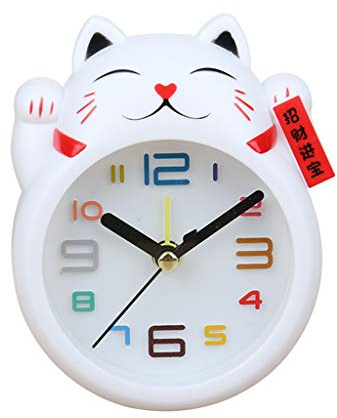 geneic Chinesische Glücks-Katzenuhr Feng Shui Figur Uhr in farbenfroher Box Kinderwecker